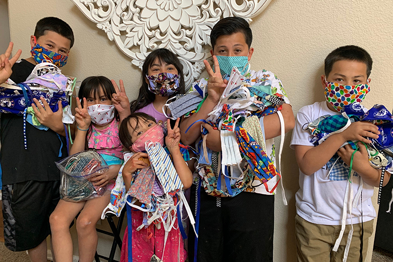 Aja’s family rallied to help make and collect masks.