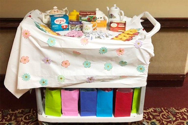The traveling tea cart at Life Care Center of Nashoba Valley