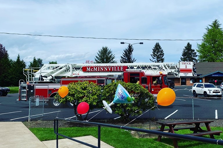 A fire truck in the parade