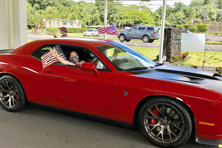 One of the classic cars visiting Hale Anuenue Restorative Care Center