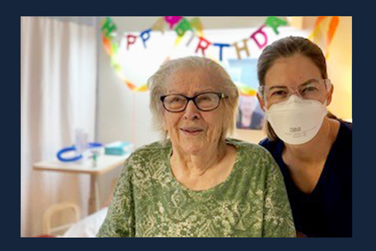 Frances Souders with Kari Filippi, physical therapist assistant