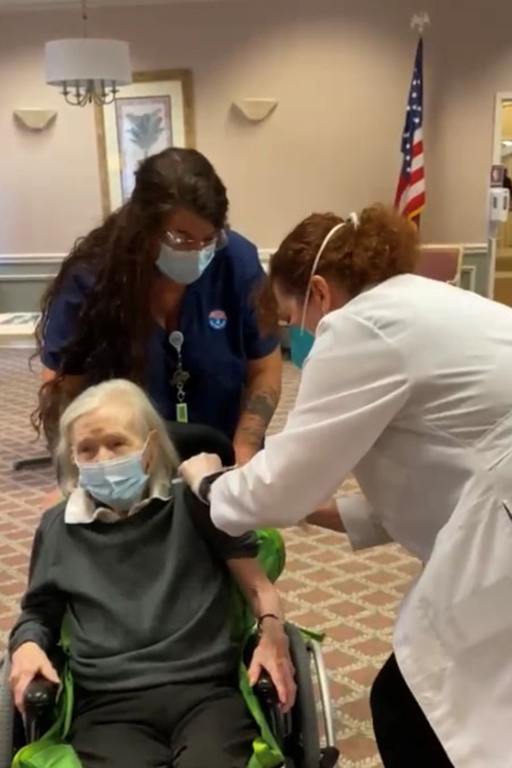 Evelyn getting vaccinated for COVID-19