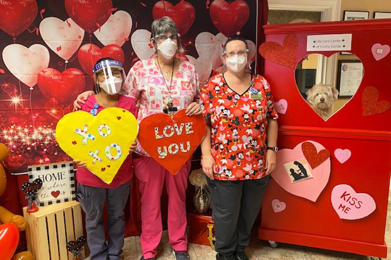 Left to right: Punta Gorda certified nursing assistants Jessa Atwell, Lorna Wingate and Toni Kendall