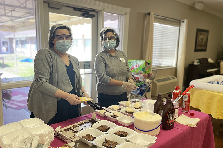 Amanda Eller, social services director, left, and Kaveri Pant, director of rehab