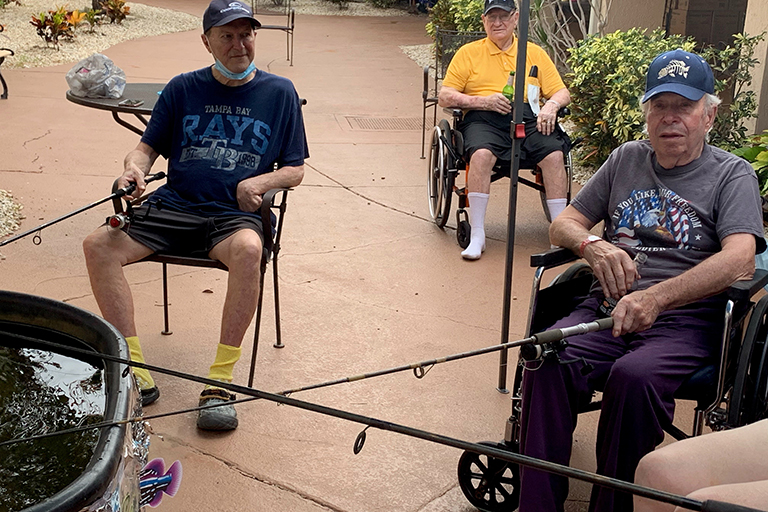 Residents at Life Care Center of Punta Gorda (left to right): Keith Broussard, Thomas Hannas and Oscar Padron