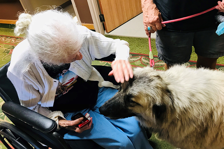 Resident Oma McCains with Stella