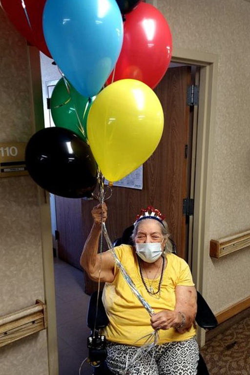 Resident Benita Perez during the facility’s celebration of the Olympics