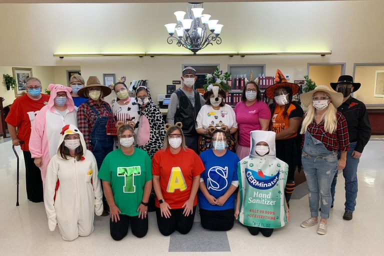 Associates dressed up at Lynchburg Nursing Center