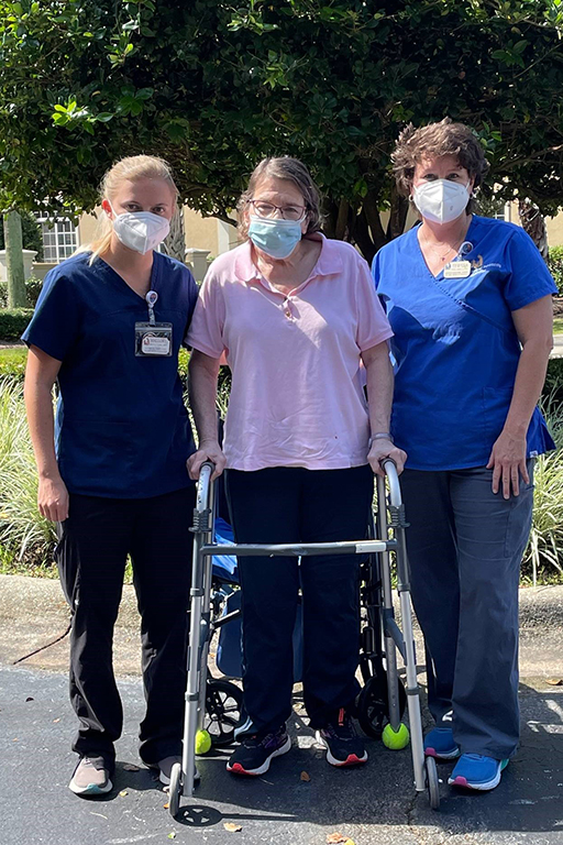 Diane with Mallory Frank, physical therapist (left) and Teresa Hudgins, occupational therapist