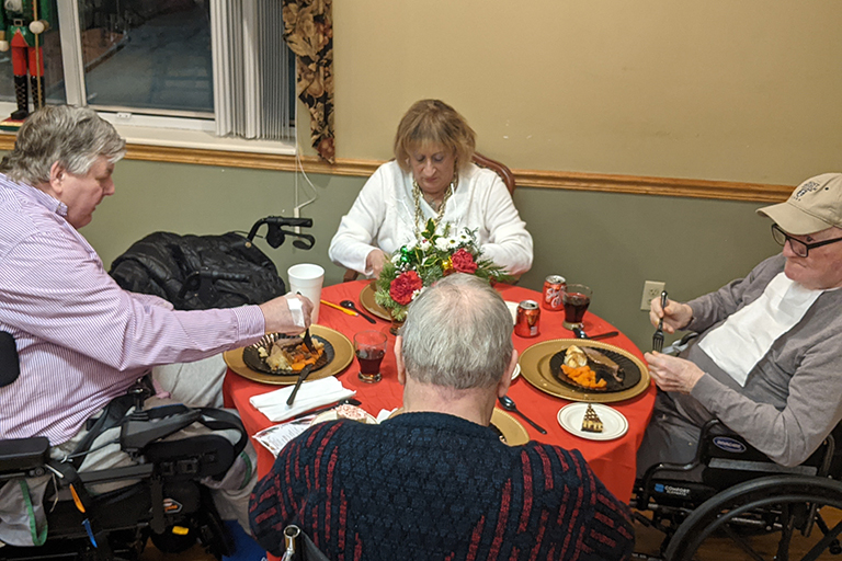 Family Christmas dinner at Life Care Center of Stoneham