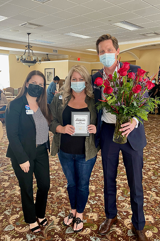 Left to right: Ashlea Evans, executive director; Kelli Hunter, nurse liaison; and Aaron Preston, Southeast Division vice president