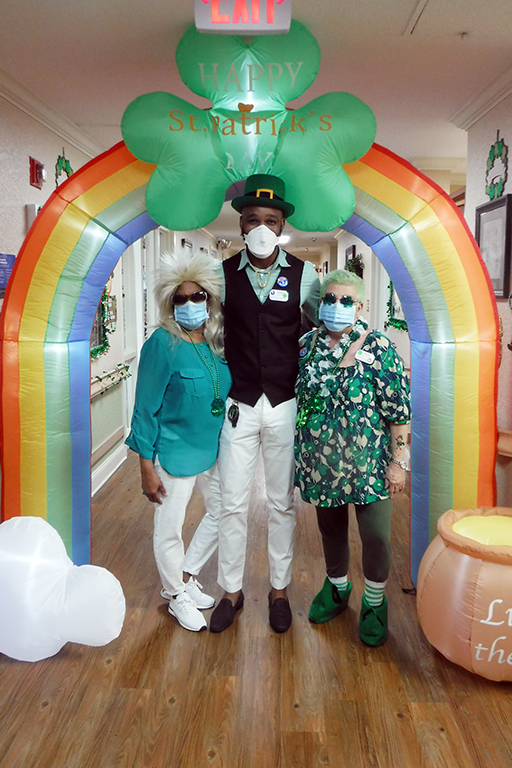 Associates at Life Care Center of Altamonte Springs, left to right: Betty Smith, activities specialist; Jason Boxx, social worker; and Sandra Pisa, activities specialist